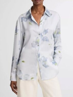 NWT - Vince Petal Blur Silk Relaxed Shirt